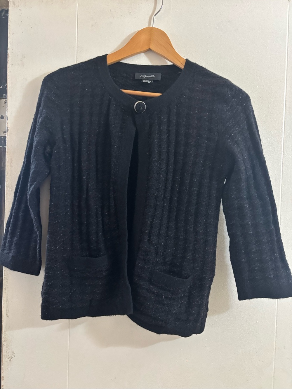 Christopher & Banks Black Textured Cardigan Like New